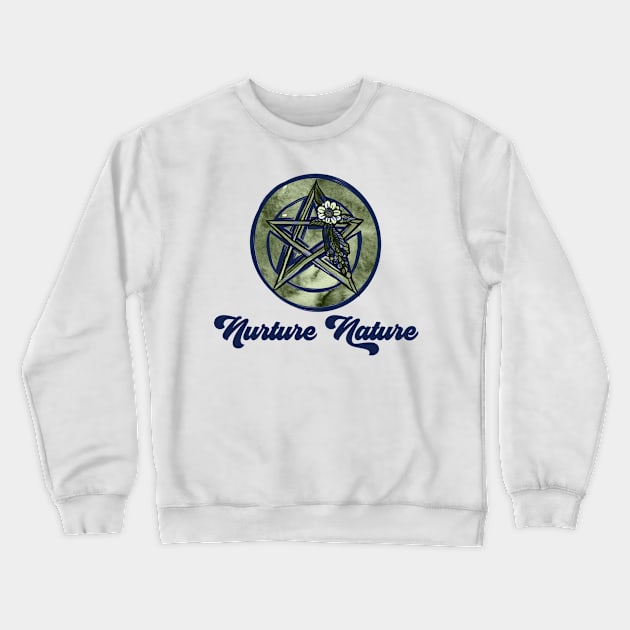 Nurture Nature Green Pentacle Crewneck Sweatshirt by bubbsnugg